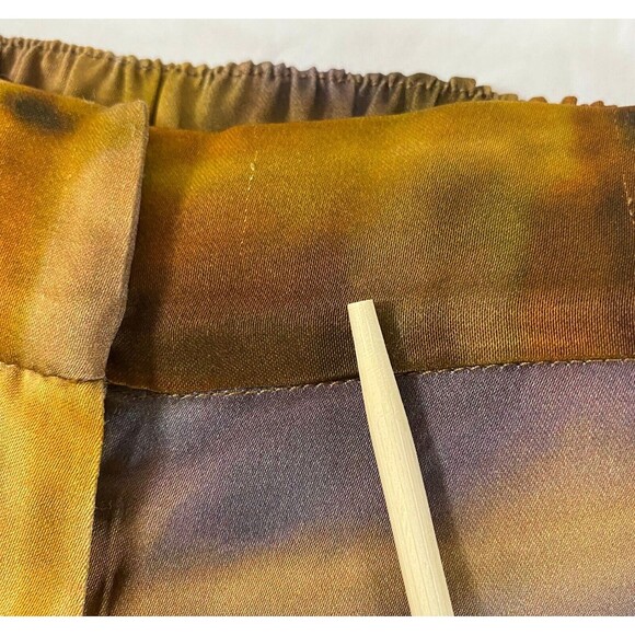 Zara Satin Effect Geometric Pants Womens Size Small Multicolor Wide Leg Flaws - Picture 11 of 16